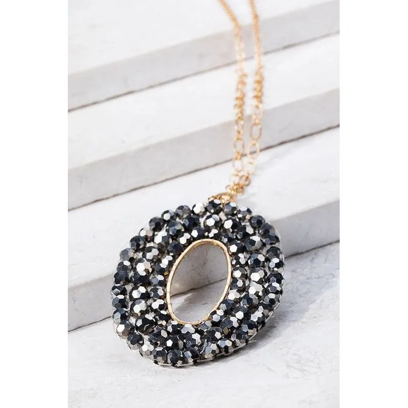 Oval and Glass Bead Necklace