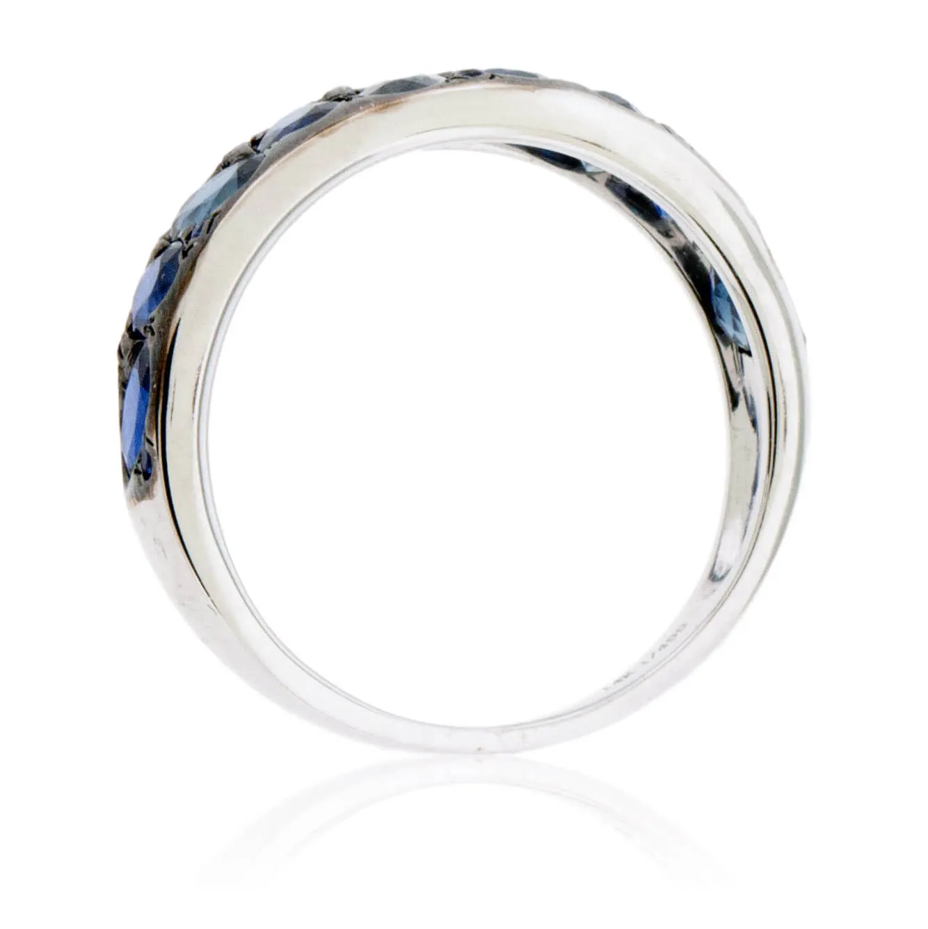 Oval Blue Sapphire & Black Rhodium Plated Ring