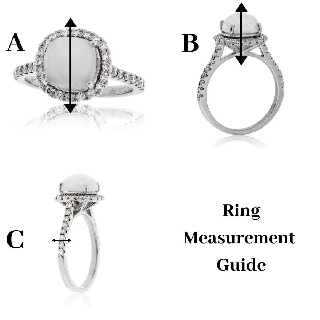 Oval Blue Sapphire Cluster Style Black Rhodium Ring