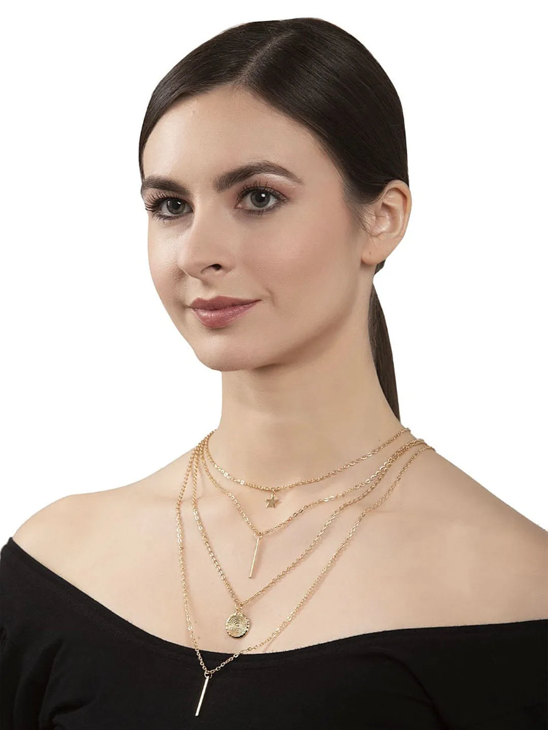 Pack of 2 Star Coin Line & Chunky Chain Necklace