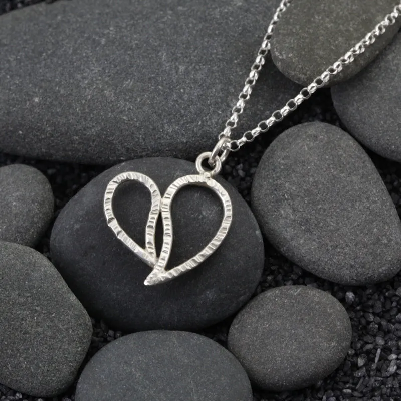 Paisley Textured Heart Pendant Necklace