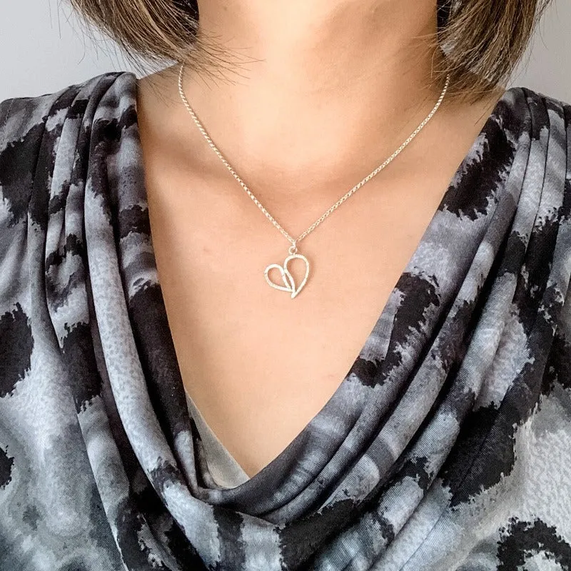 Paisley Textured Heart Pendant Necklace