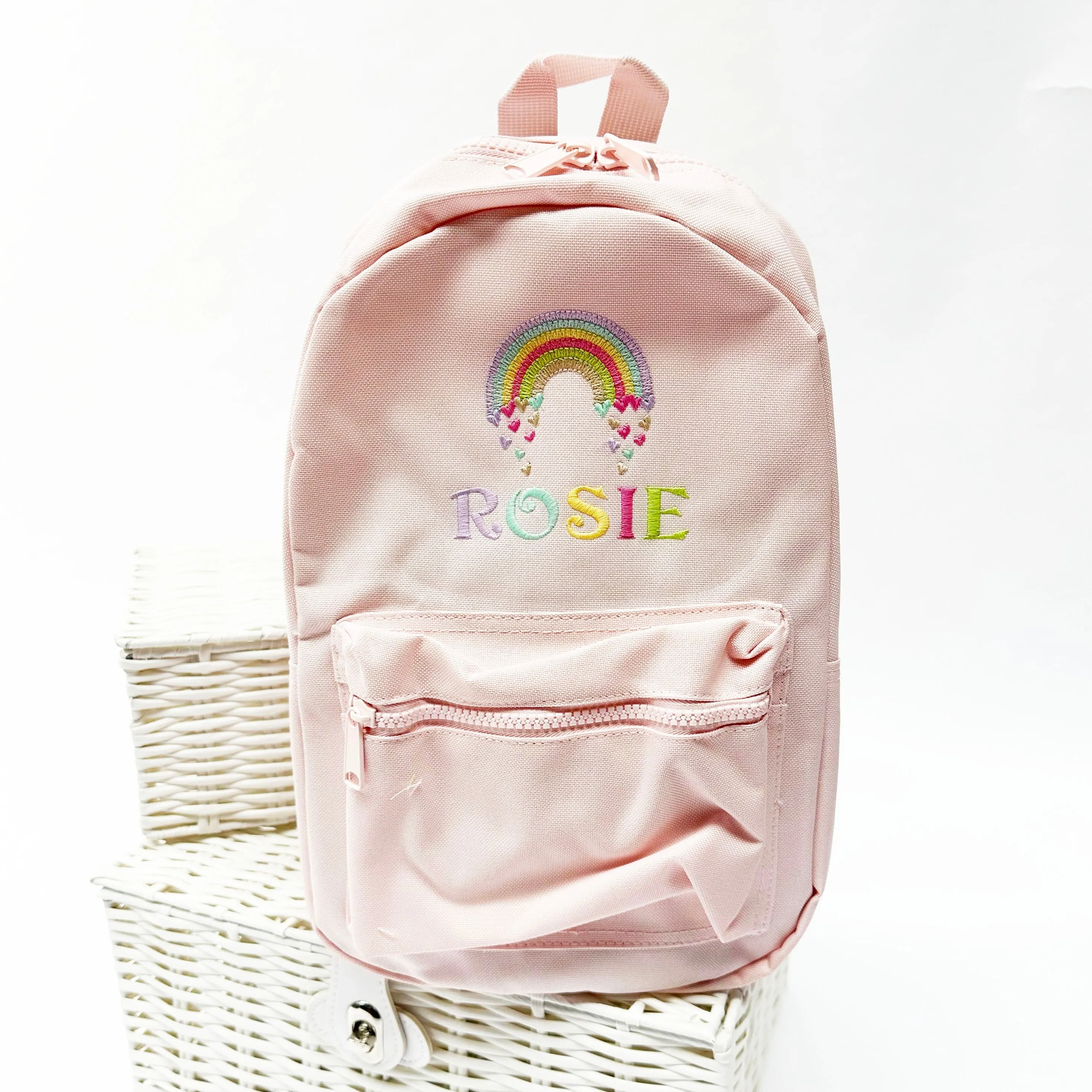 Pastel Rainbow Personalised Embroidered Backpack - Various Coloured Backpacks