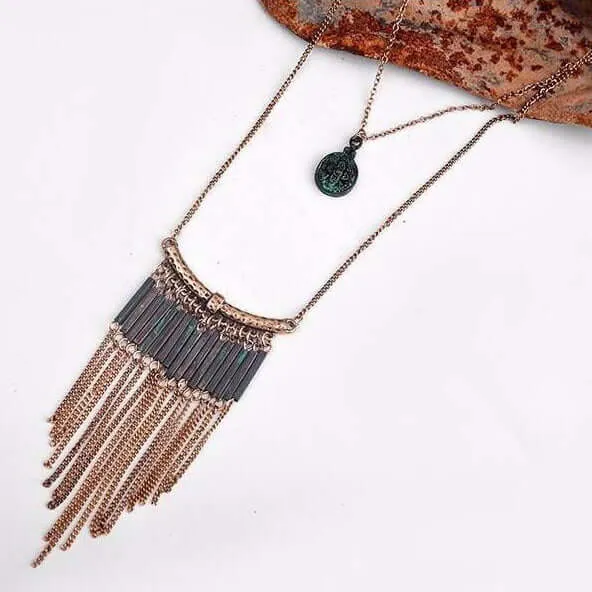 Patina Pendant Layered Necklace
