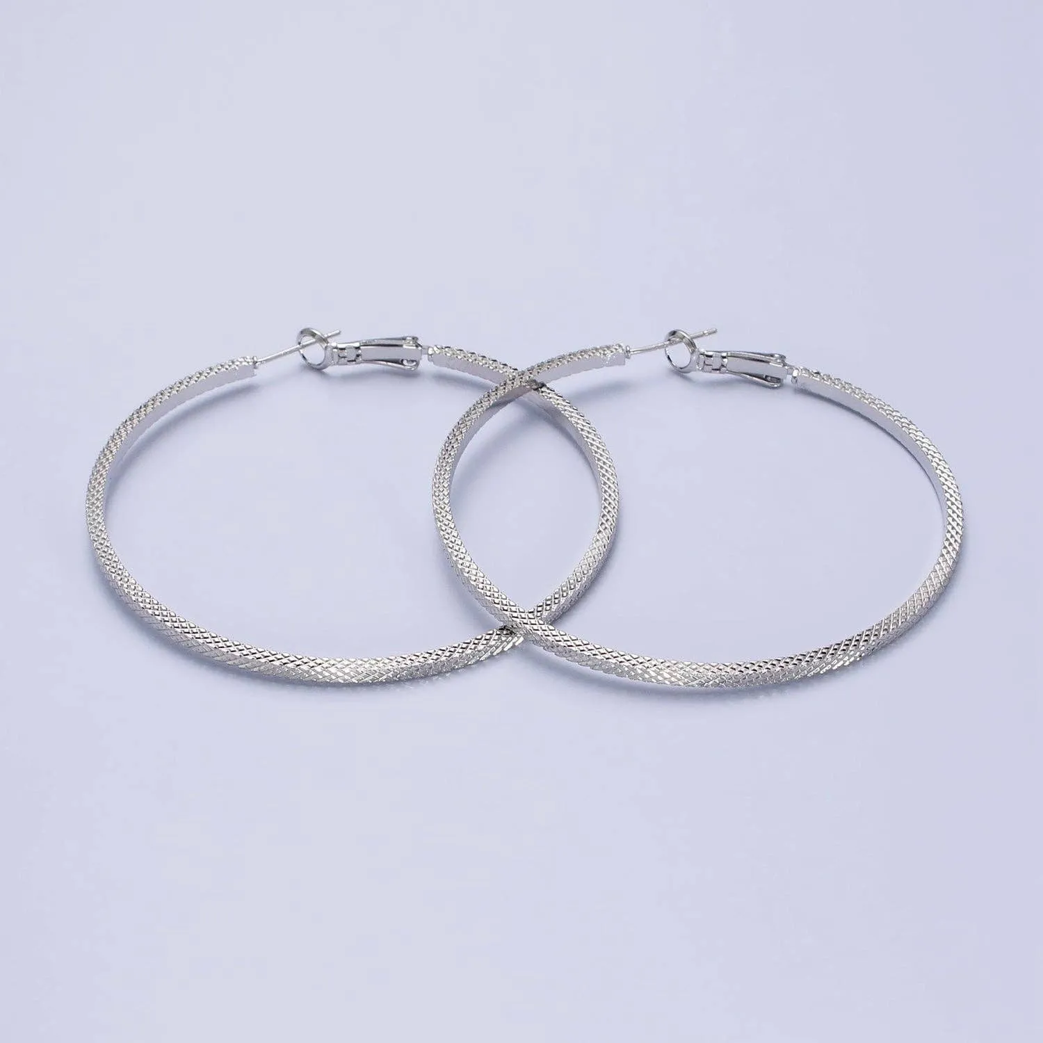 Patterned Hoop Earrings Silver Textured Hoop Earrings