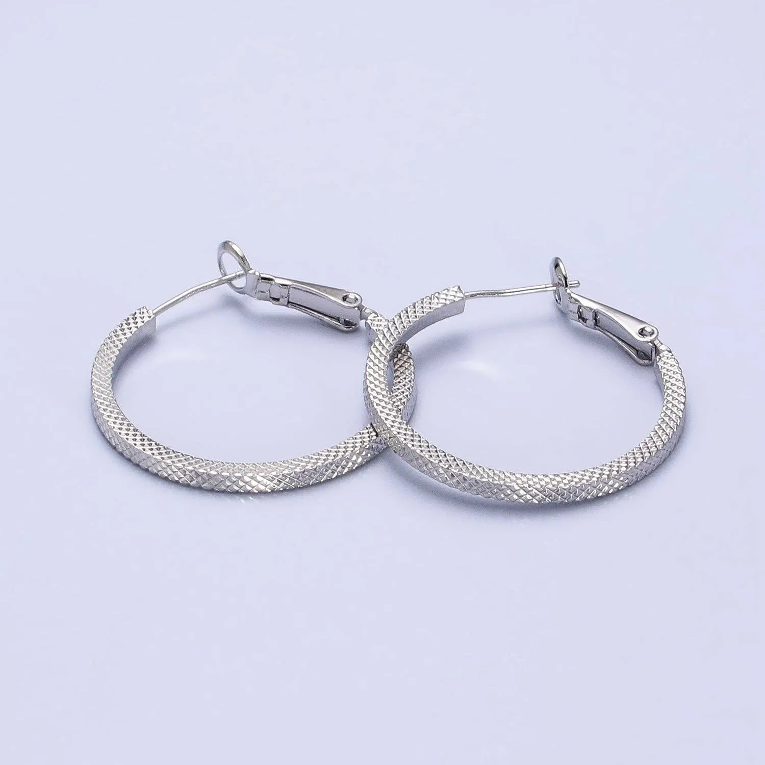 Patterned Hoop Earrings Silver Textured Hoop Earrings