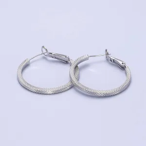 Patterned Hoop Earrings Silver Textured Hoop Earrings