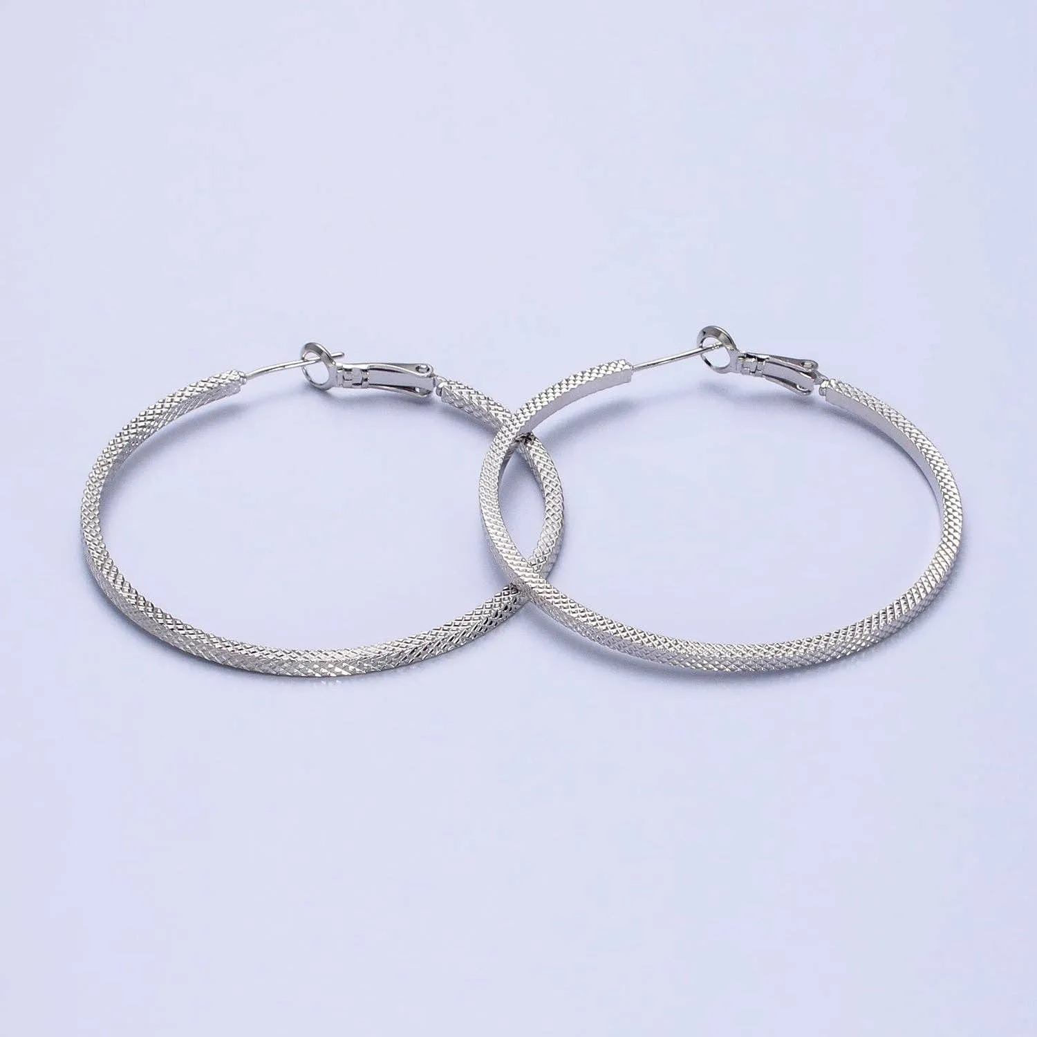 Patterned Hoop Earrings Silver Textured Hoop Earrings
