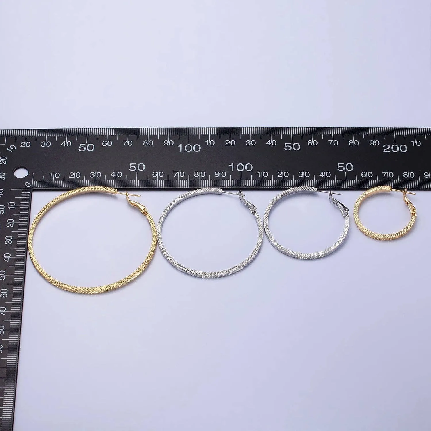Patterned Hoop Earrings Silver Textured Hoop Earrings