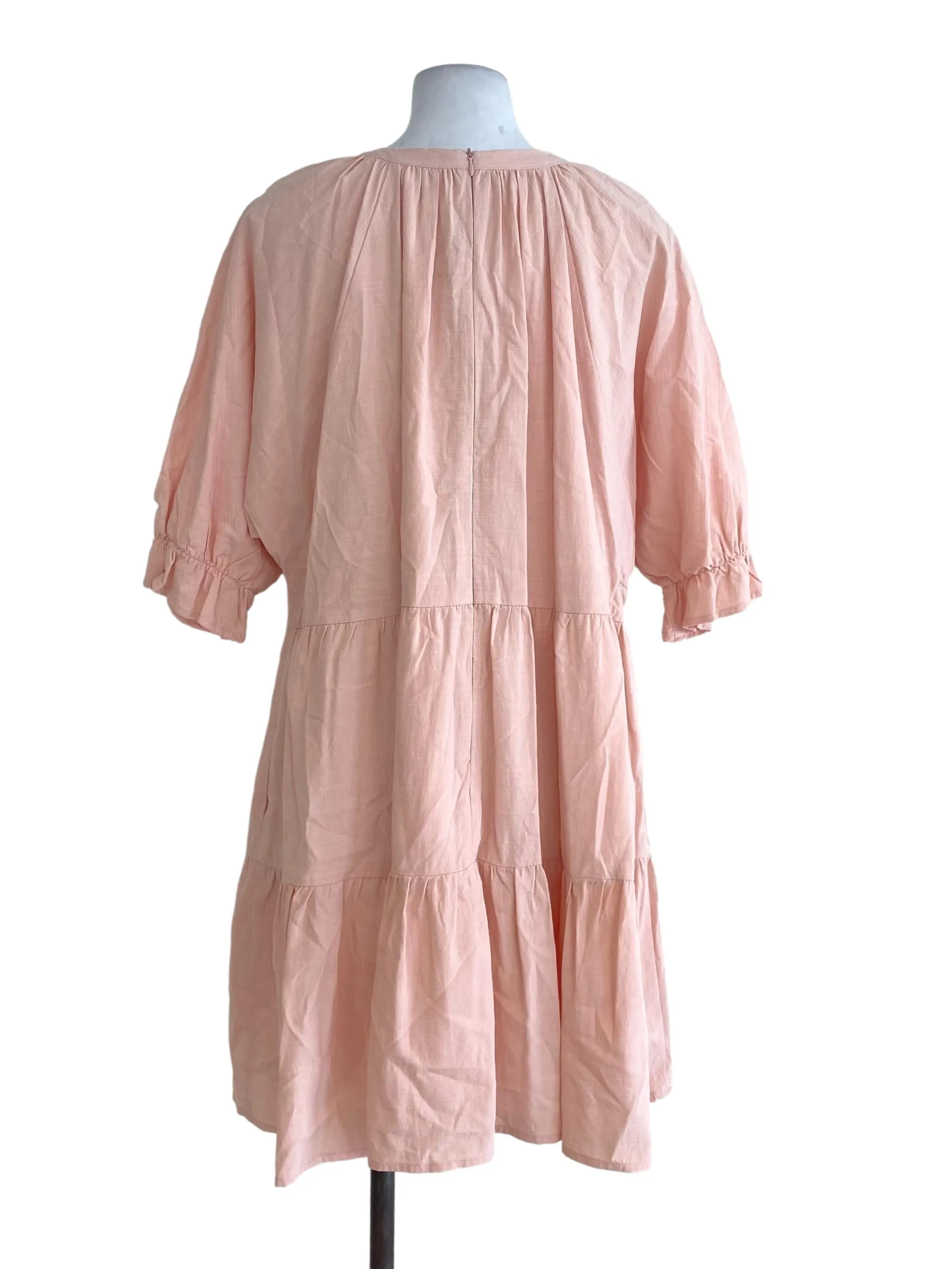 Peach Textured Ruffle Dress