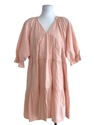 Peach Textured Ruffle Dress