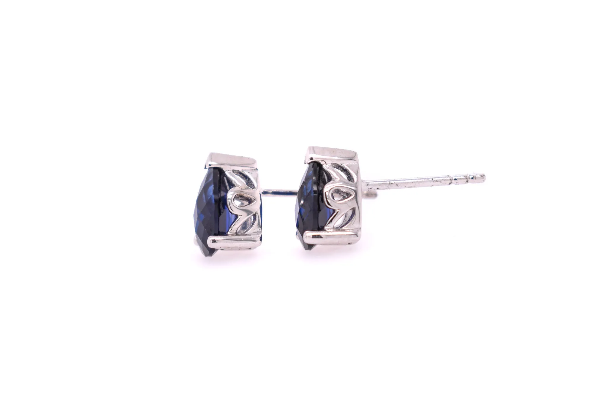 Pear Cut Blue Sapphire Earrings