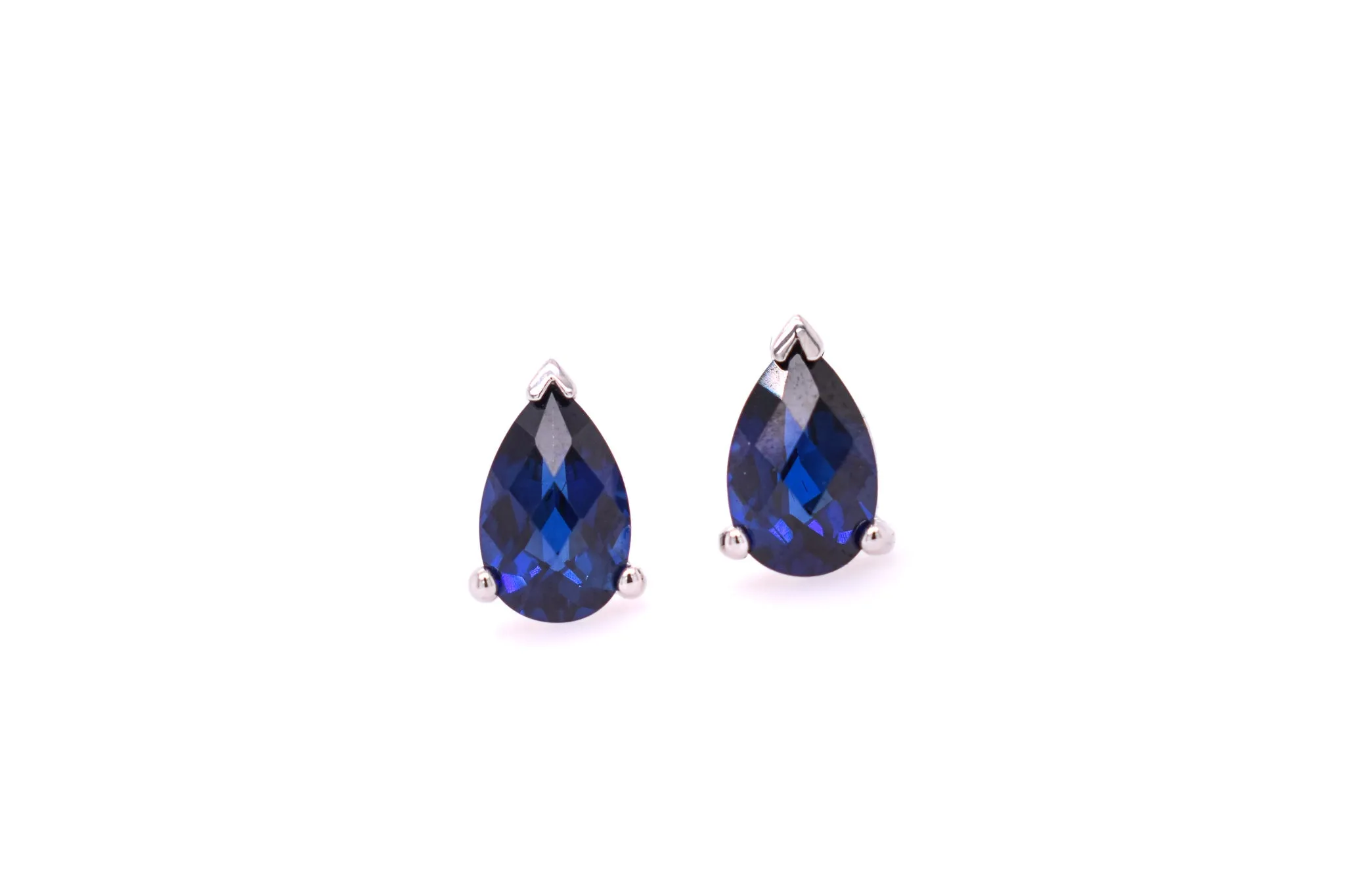 Pear Cut Blue Sapphire Earrings