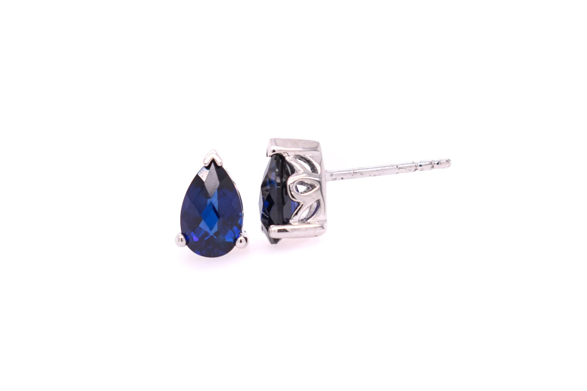 Pear Cut Blue Sapphire Earrings