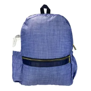 Personalized Chambray Blue Navy Large Backpack w/Pockets