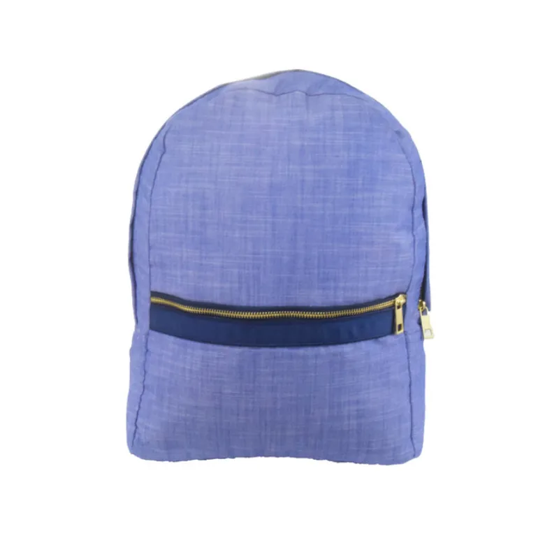 Personalized Chambray Blue Navy Small Backpack