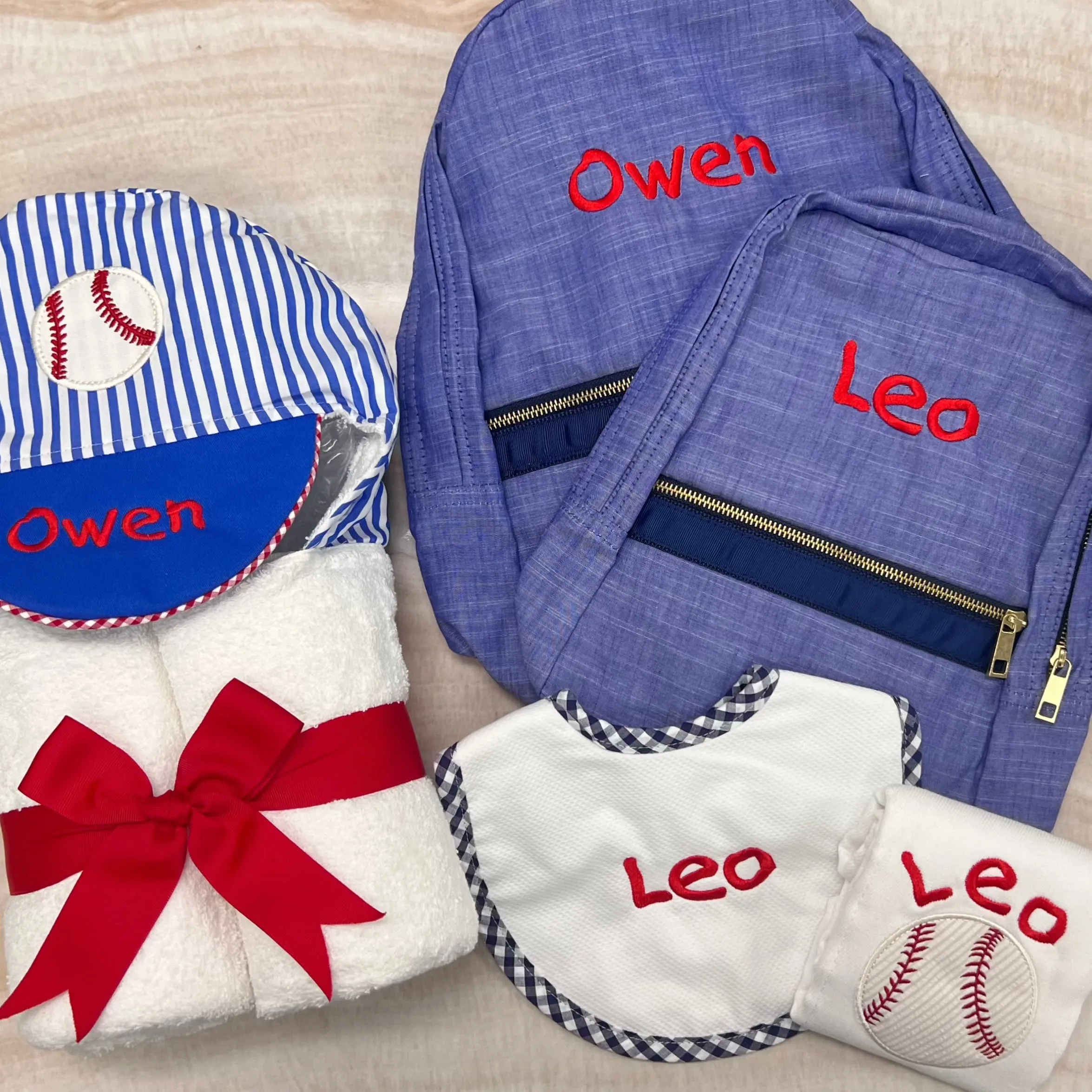 Personalized Chambray Blue Navy Small Backpack