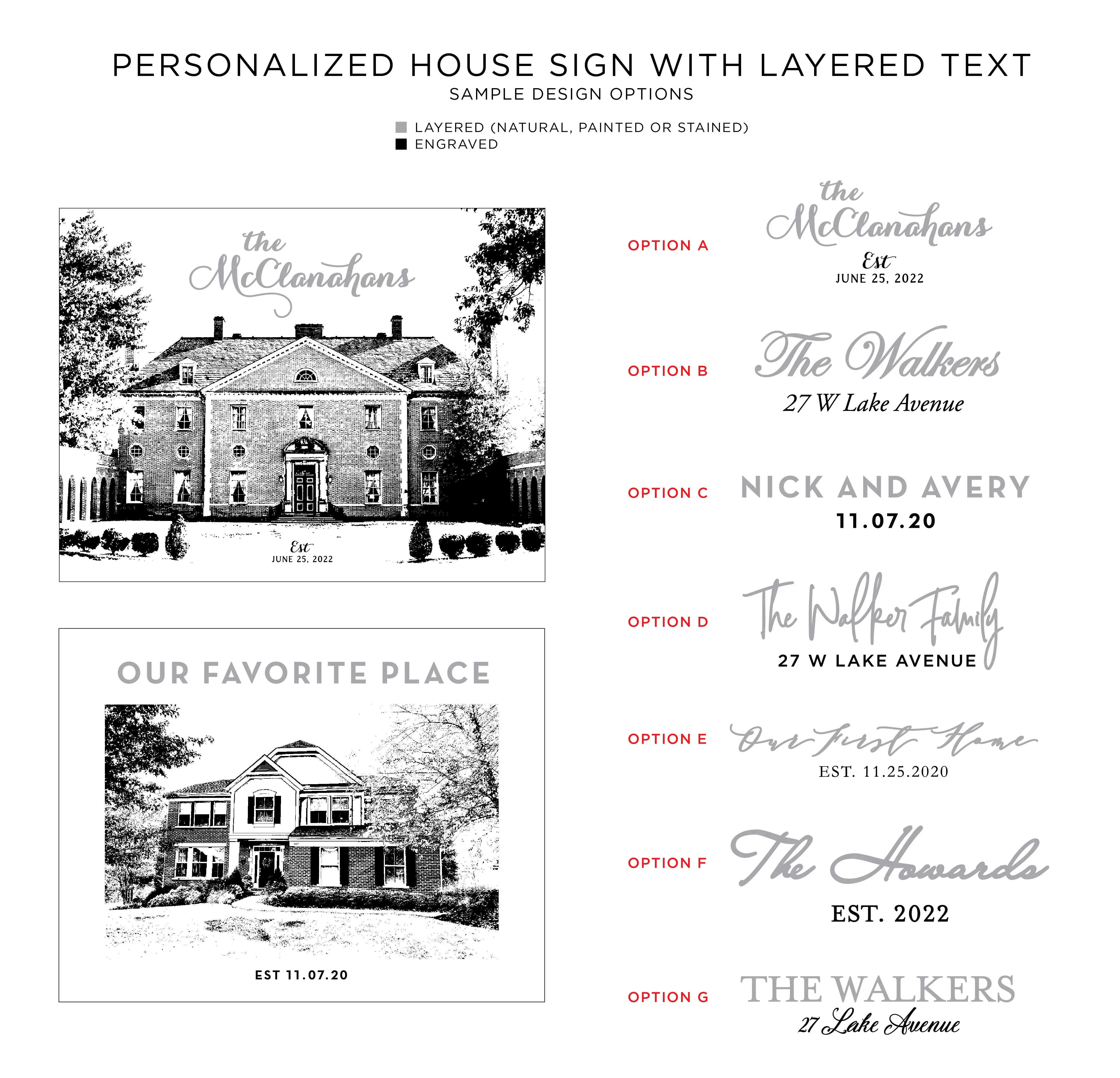 Personalized House Hard Wood Sign with Layered Text
