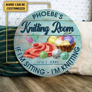 Personalized Knitting Room Wood Round Sign