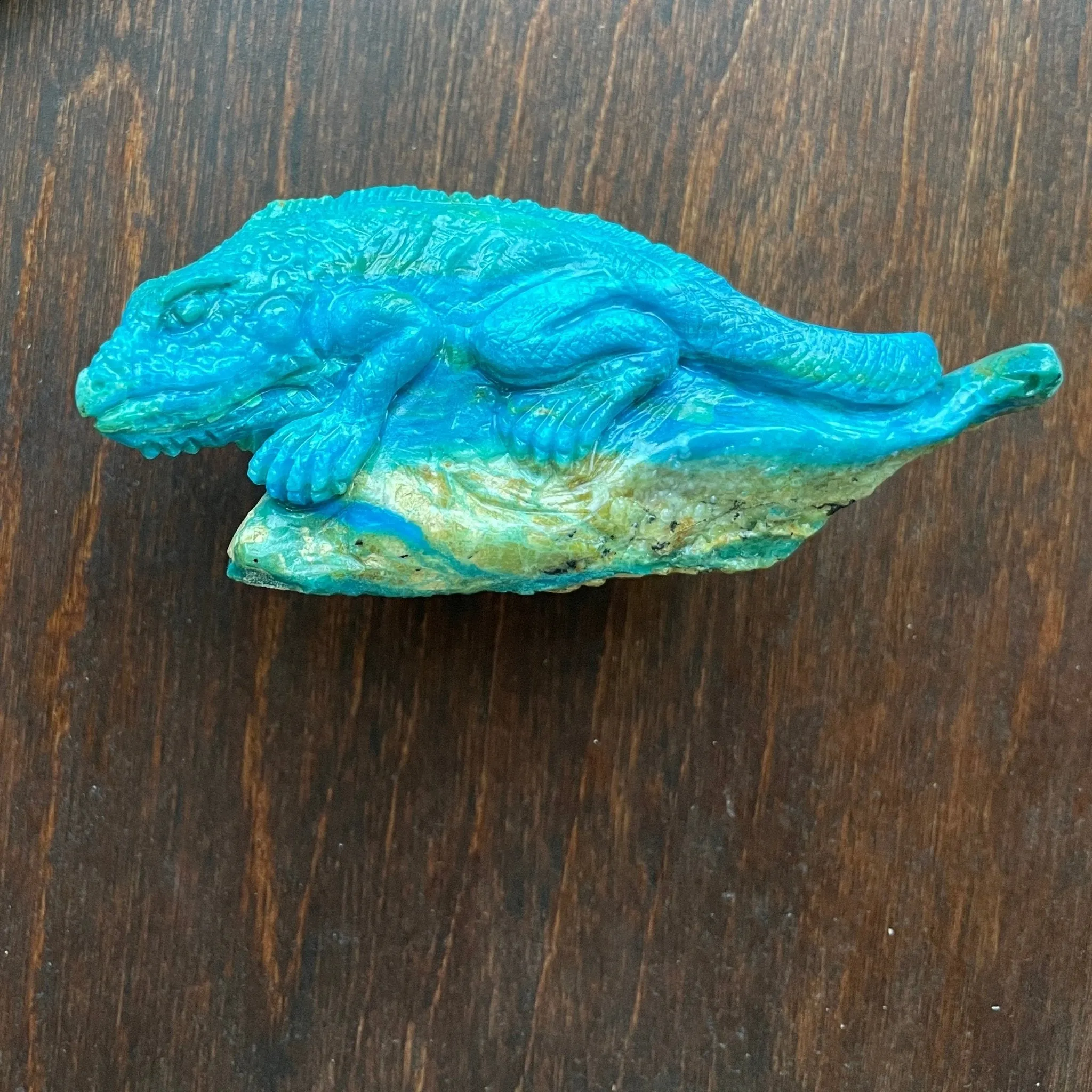 Peruvian Blue Opal Lizard carving