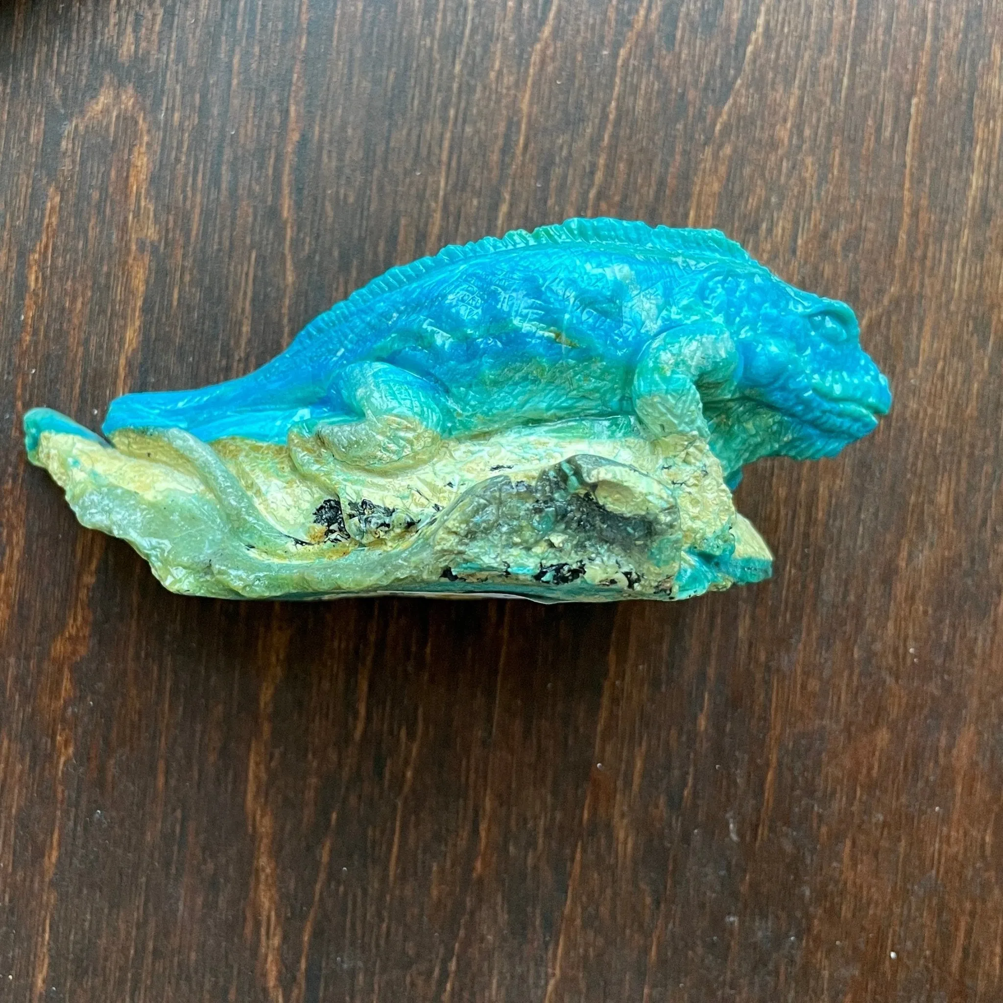 Peruvian Blue Opal Lizard carving