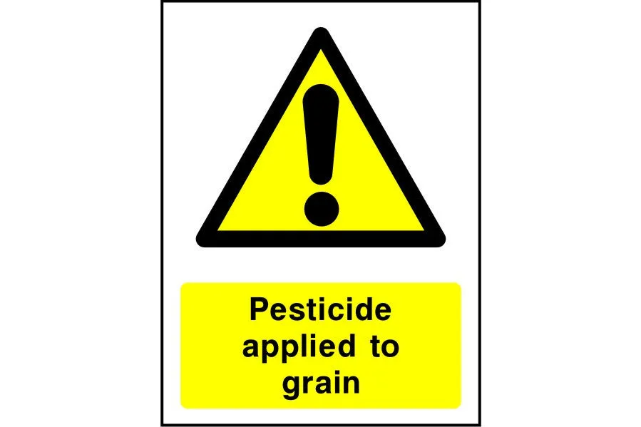 Pesticide applied to grain sign