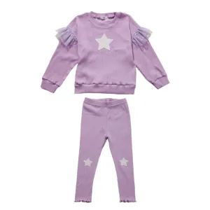 Petite Hailey Star Sweatshirt & Legging Set - Purple