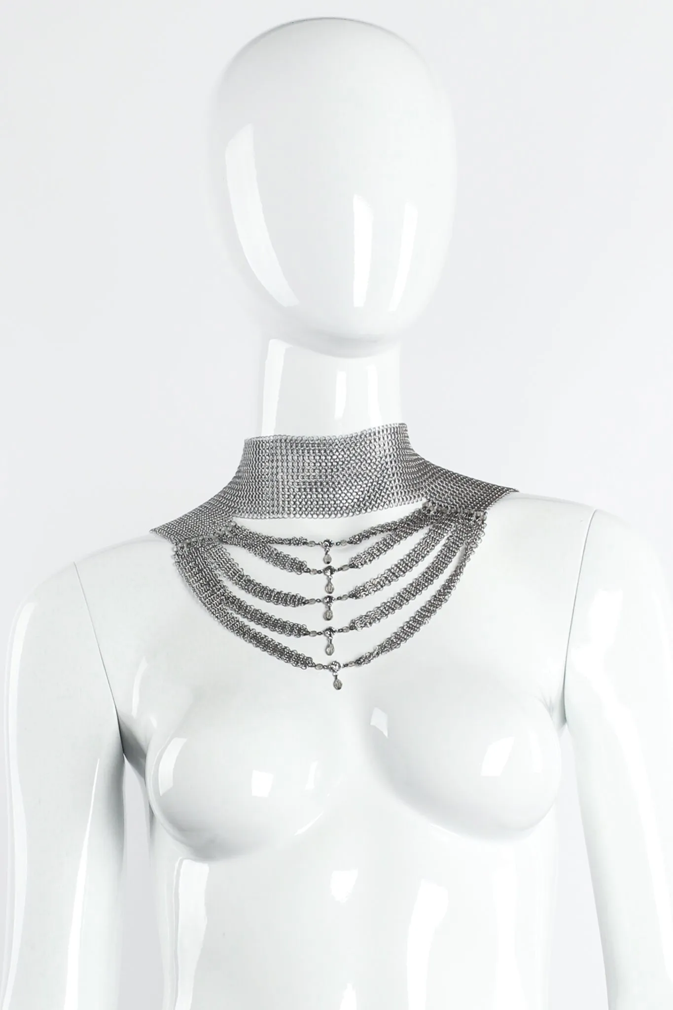 Pewter Mesh Layered Choker Collar
