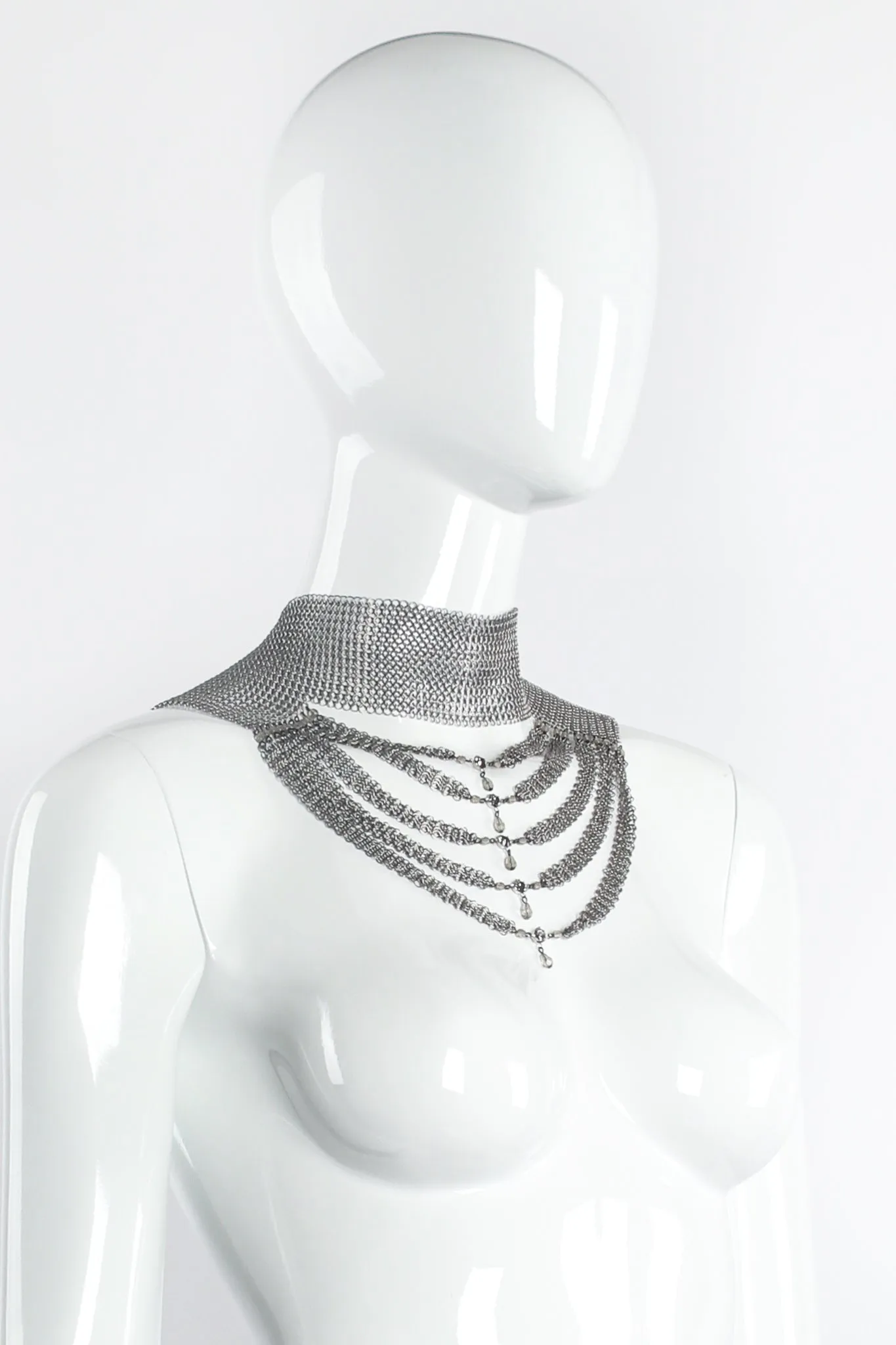 Pewter Mesh Layered Choker Collar