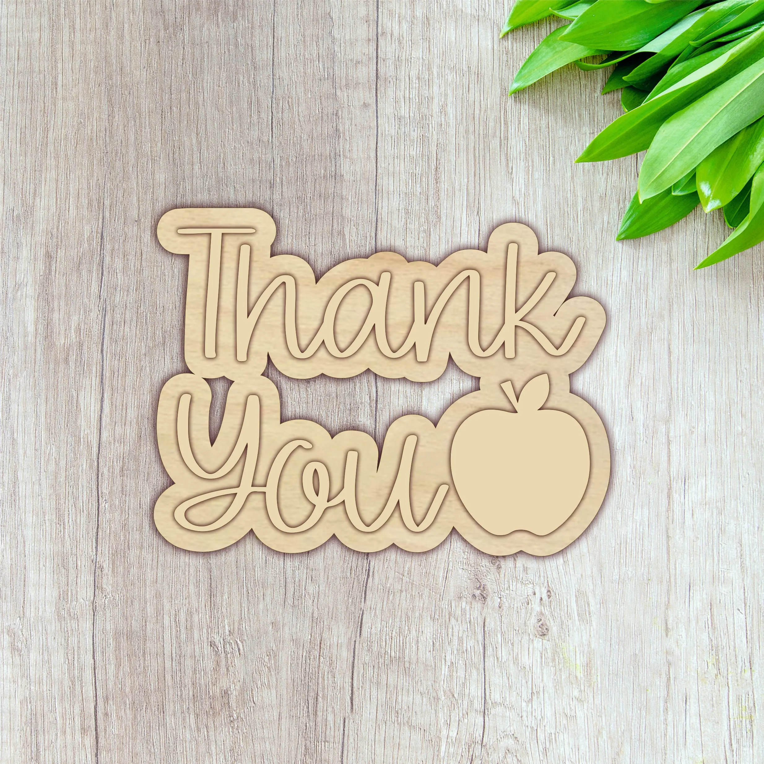 Plywood Layered Thank You Teacher Text Plaque