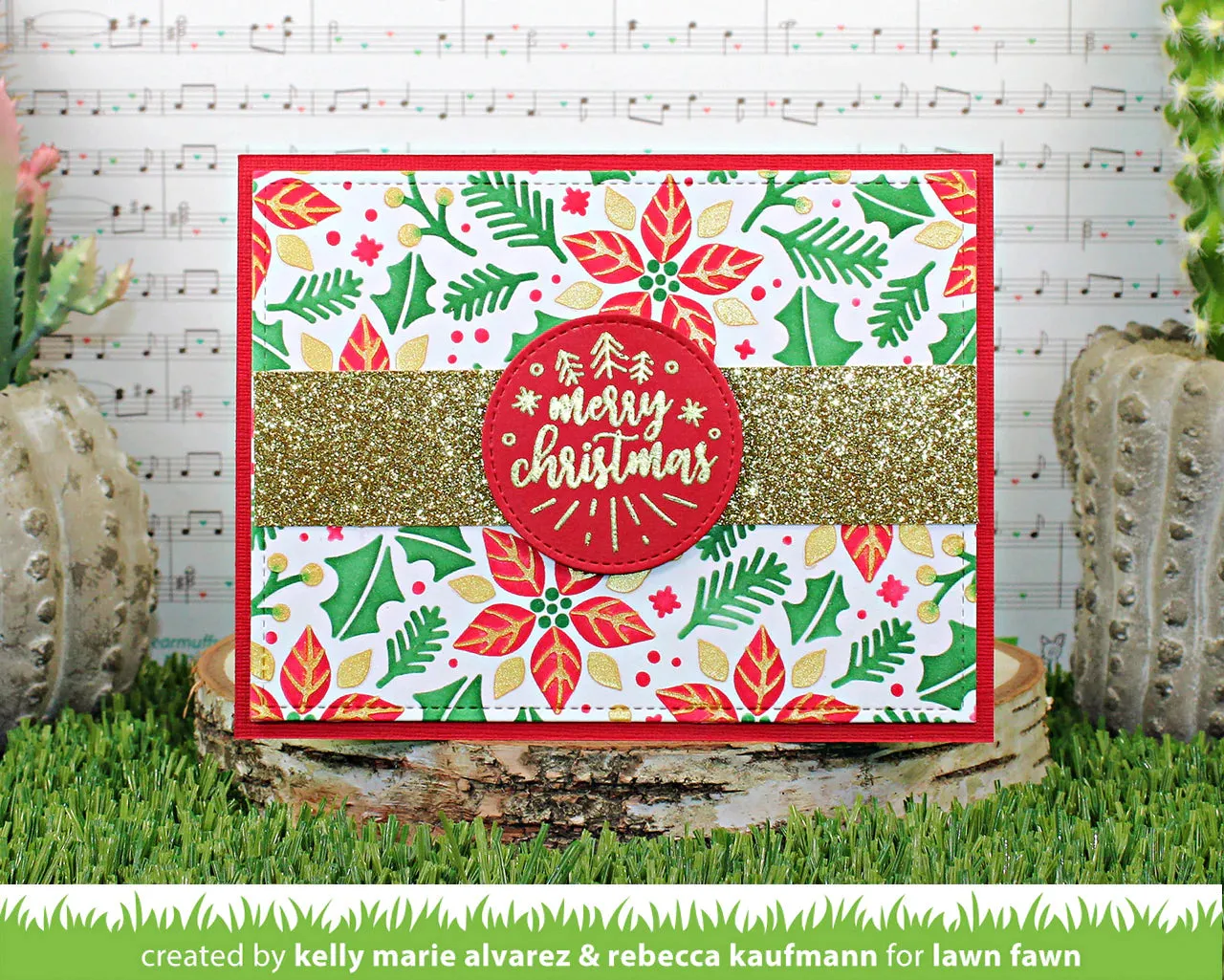 Poinsettia Layered Background Stencils LF3280 Lawn Fawn