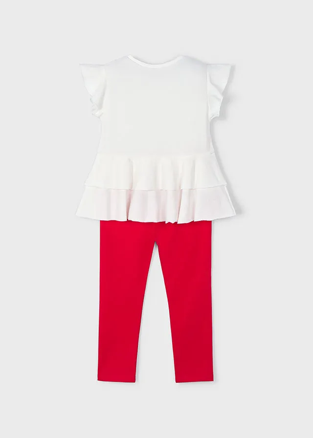 Pre-Order Mayoral 3704 Red Frilled Leggings Set