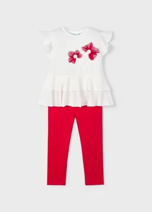 Pre-Order Mayoral 3704 Red Frilled Leggings Set