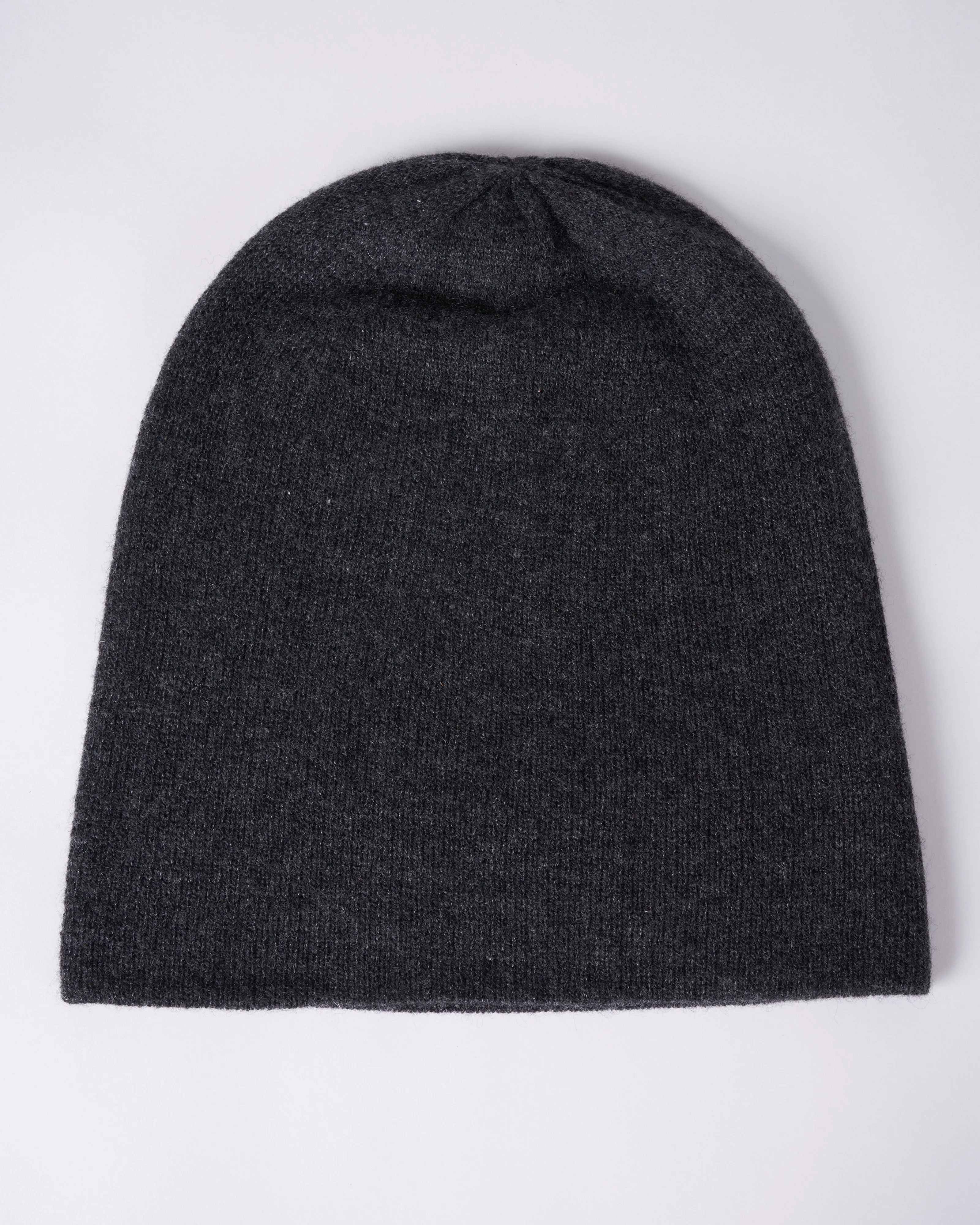 premium cashmere slouchy beanie - charcoal