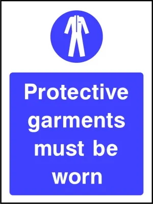 Protective garments must be worn safety sign