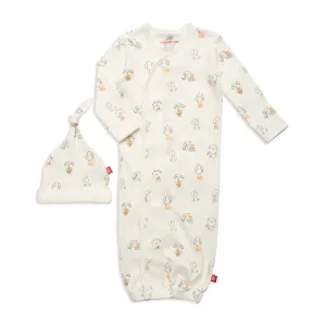 Puppy Play Organic Cotton Magnetic Cozy Sleeper Gown   Hat Set