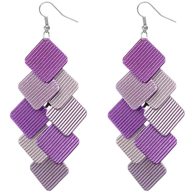 Purple Cascade Layered Dangle Earrings