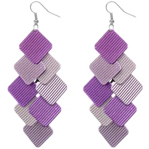 Purple Cascade Layered Dangle Earrings