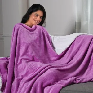 Purple Warm and Cozy Microfiber/Sherpa Throw Blanket (80" X 60")