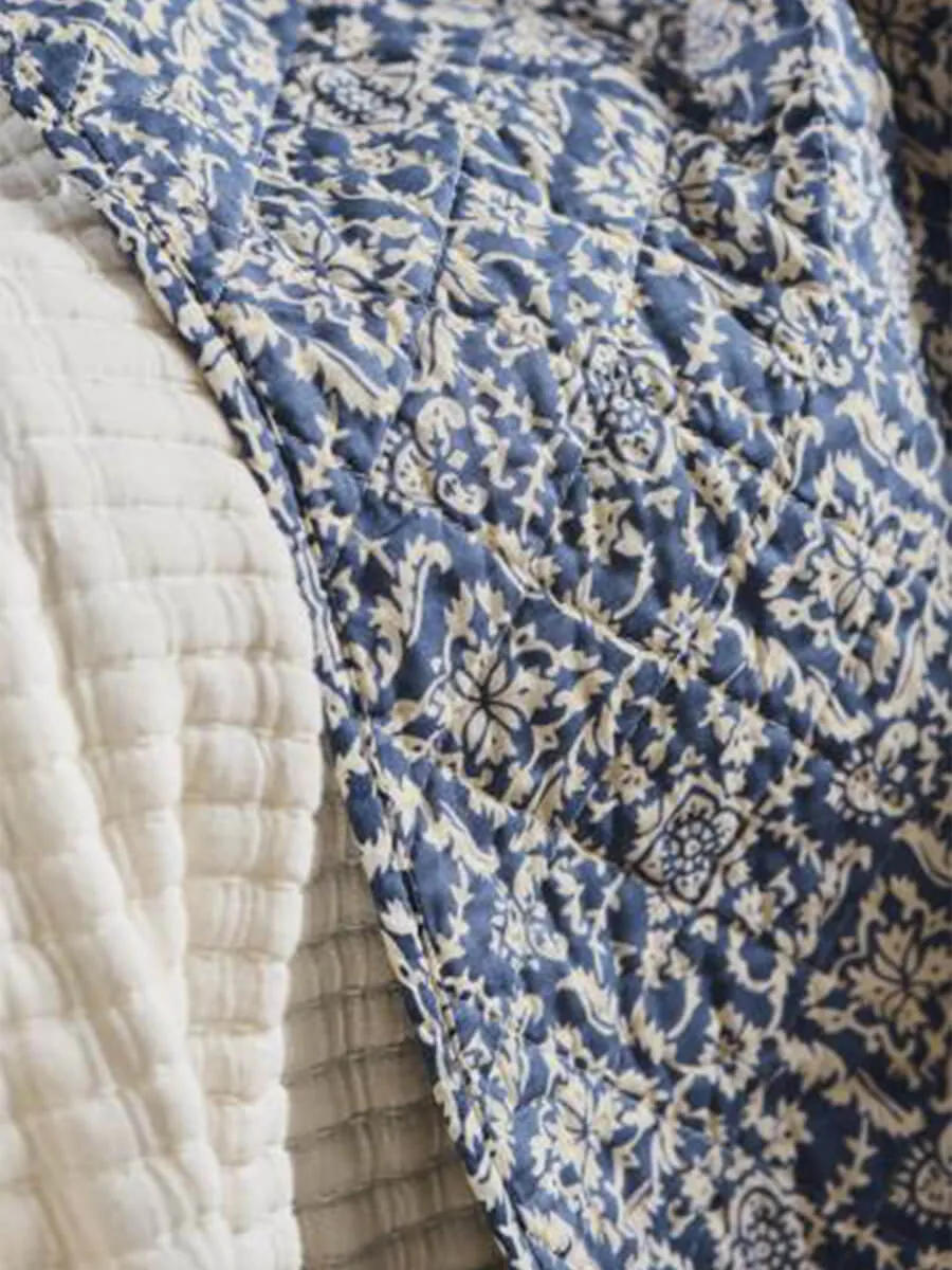 Quilt - Blue w/Natural Block Pattern
