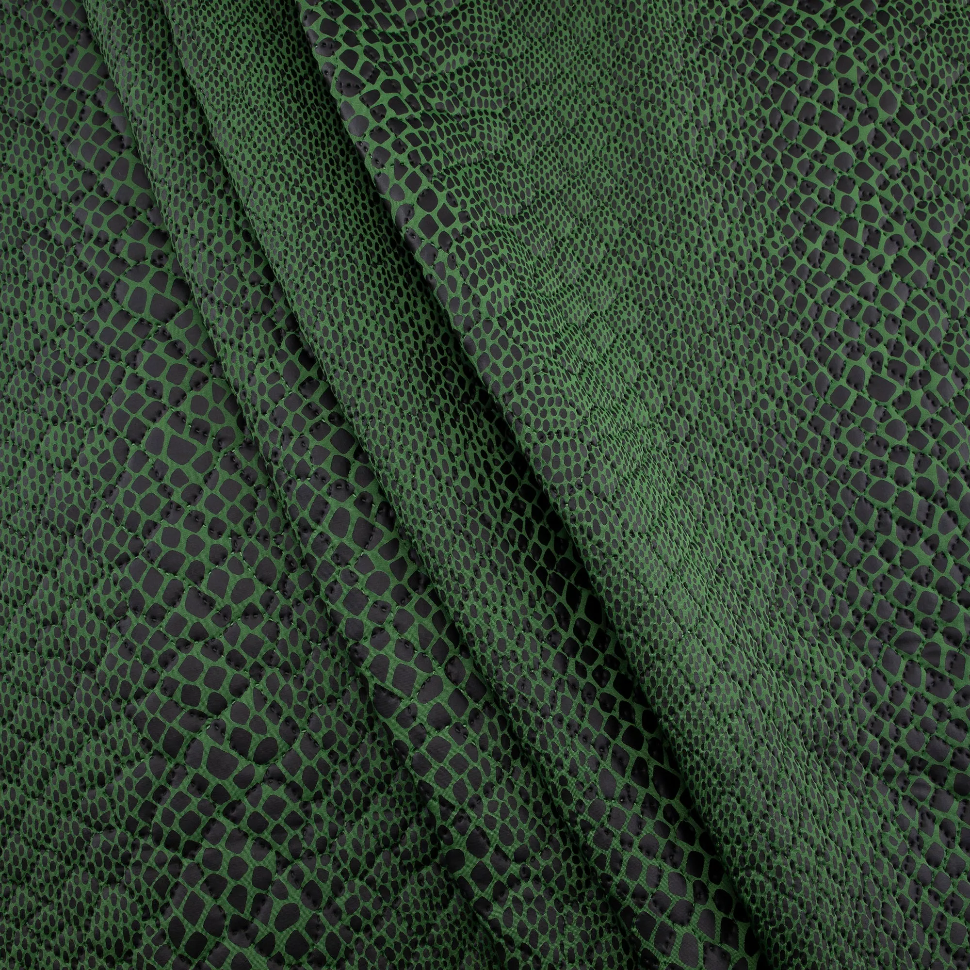 Quilted Fabric, Reptile Print, Green