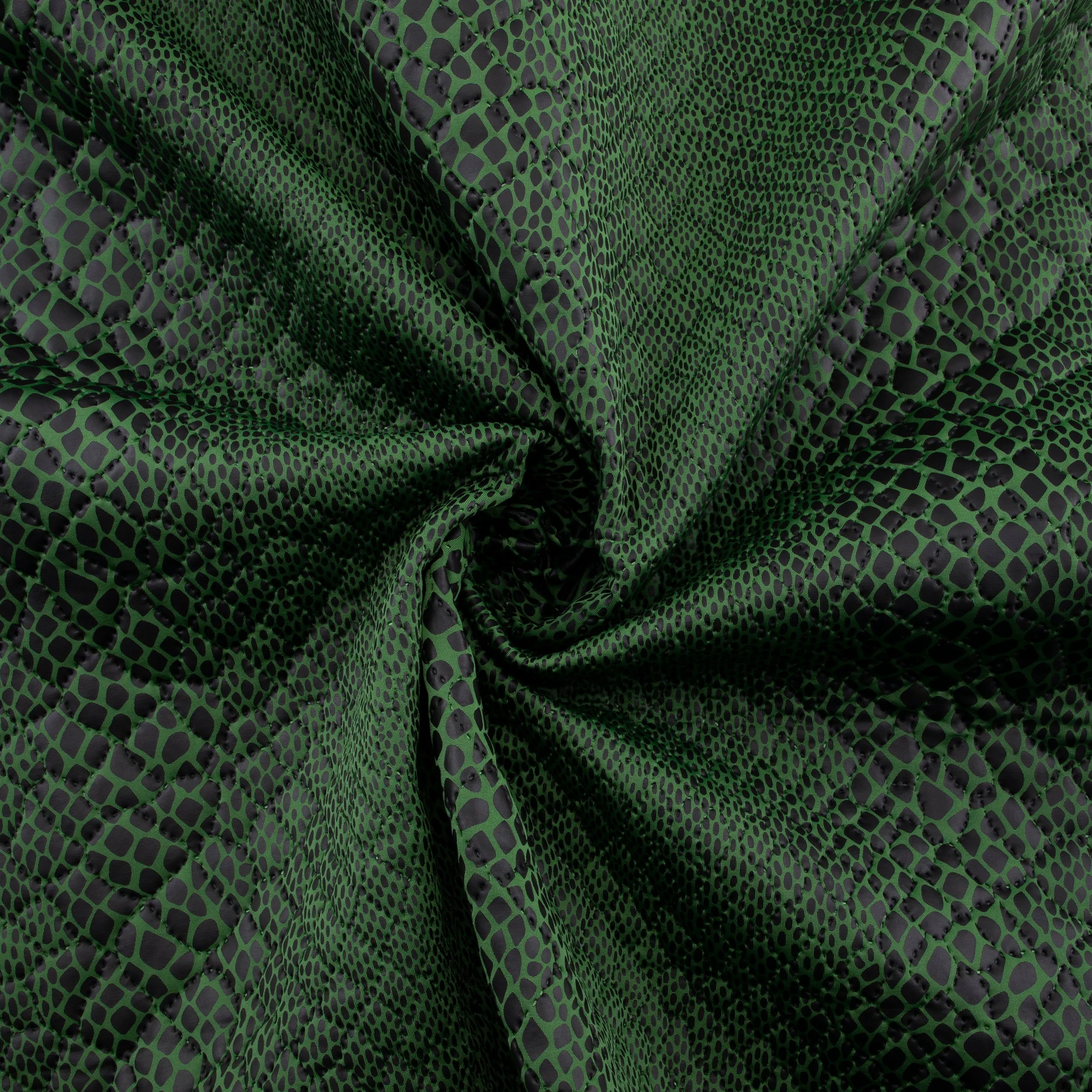 Quilted Fabric, Reptile Print, Green