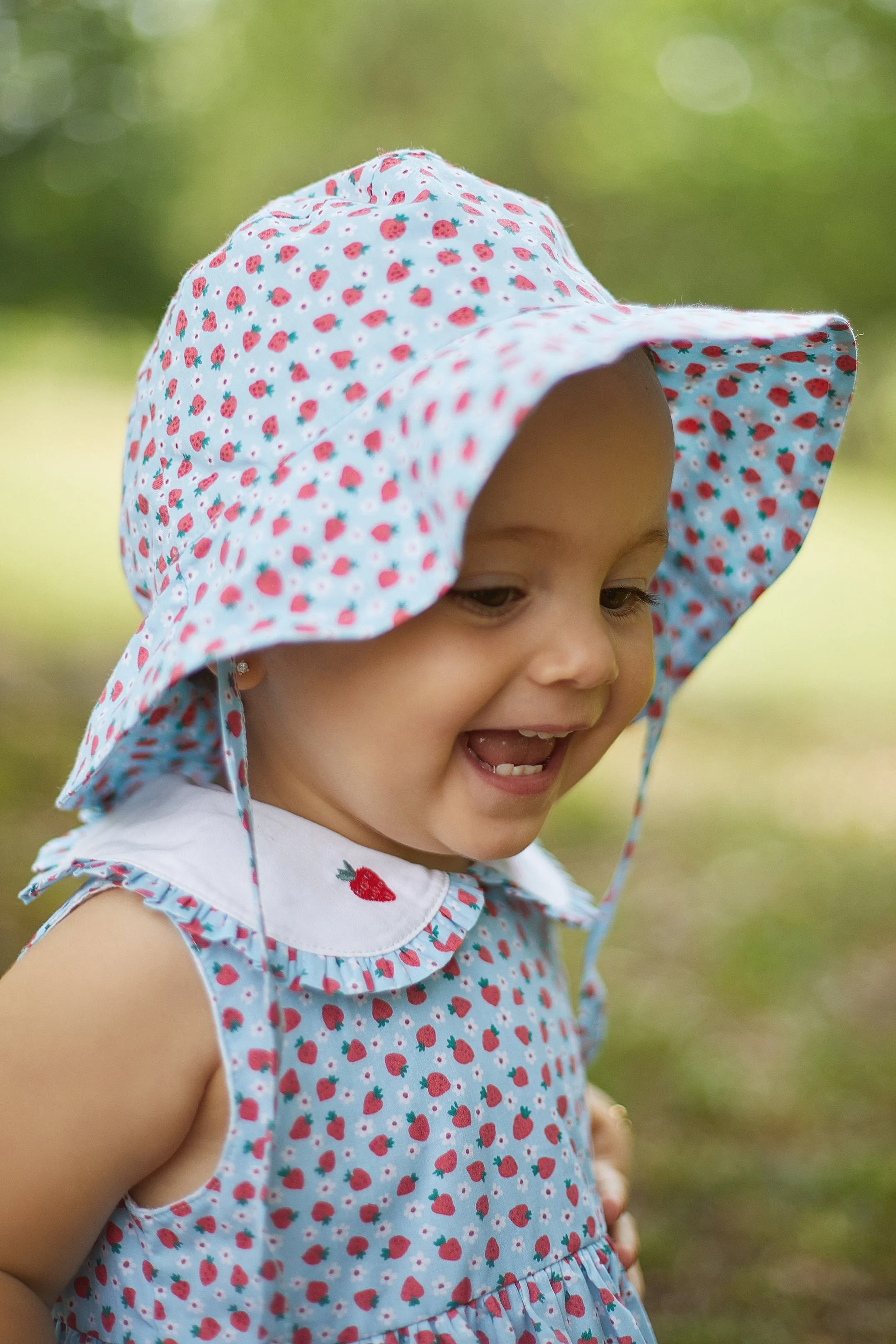 "Adeline" Blue Strawberry Print Dress