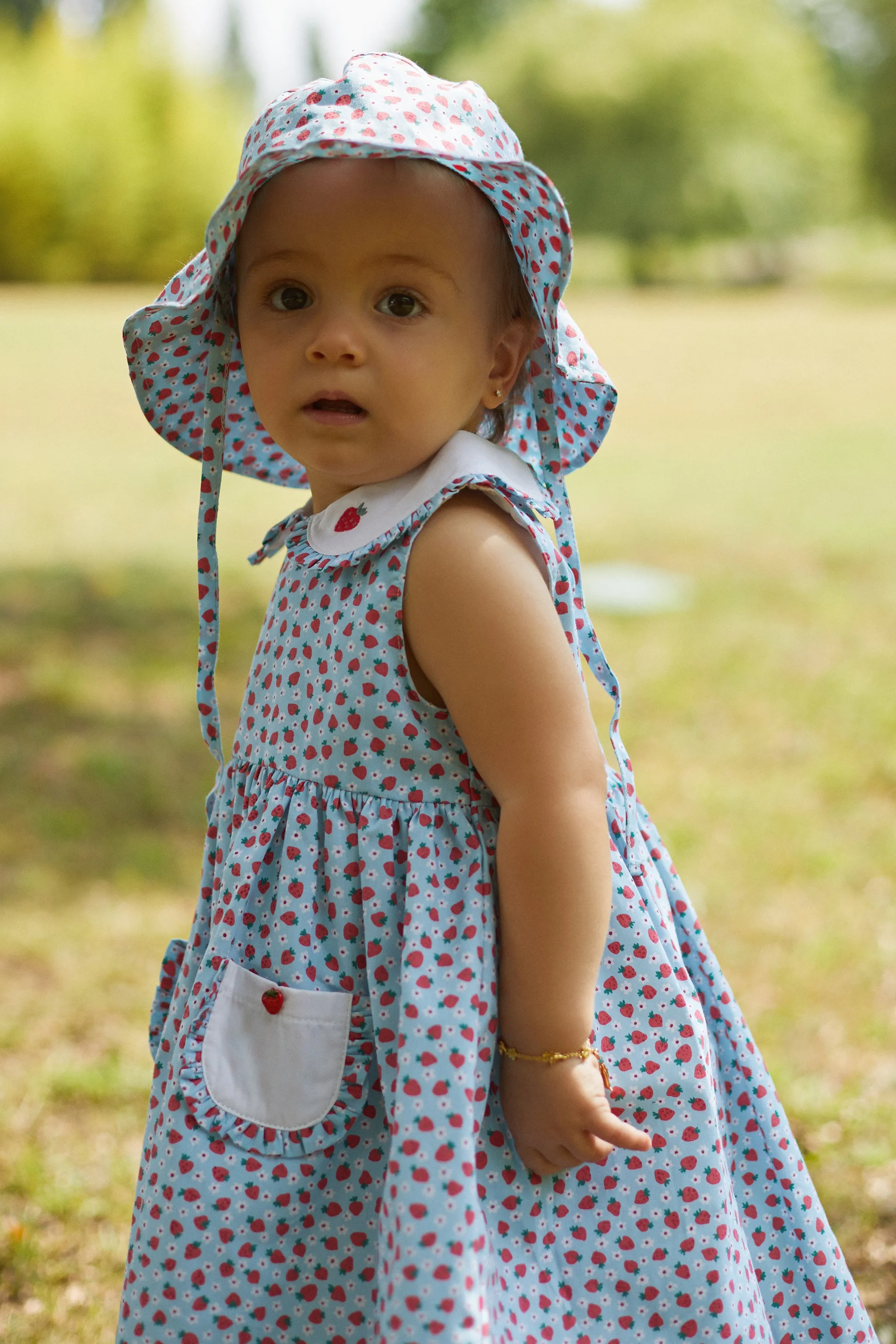 "Adeline" Blue Strawberry Print Dress