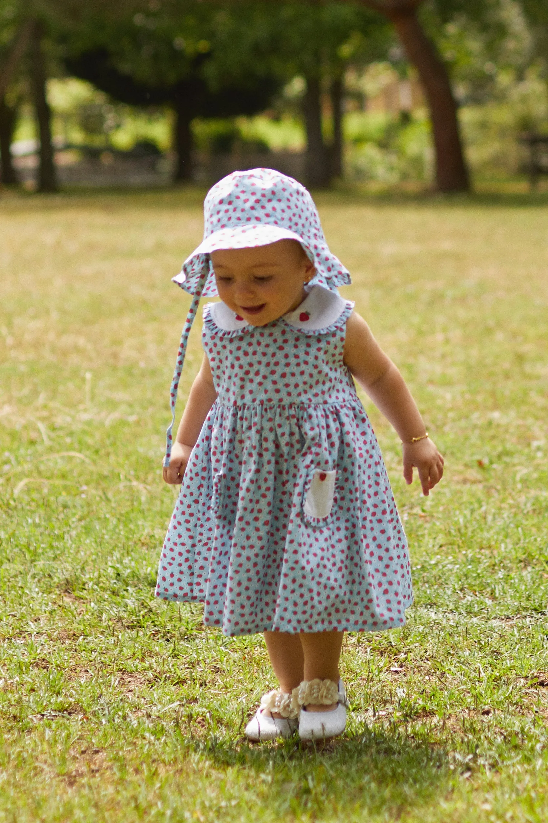 "Adeline" Blue Strawberry Print Dress