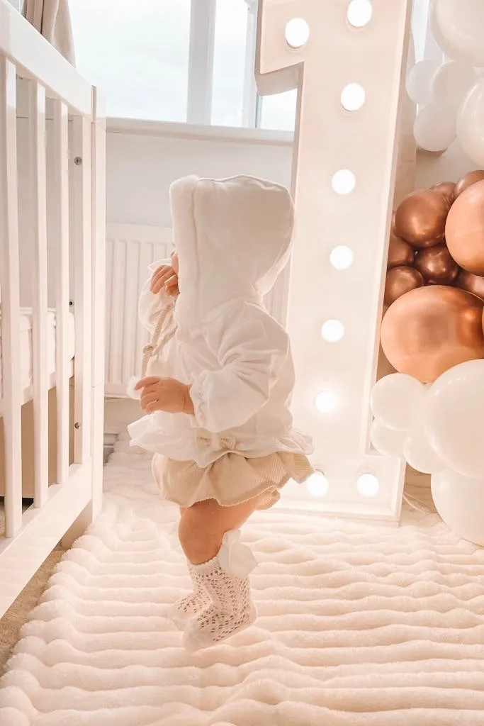 "Elinora" Faux Fur Hoodie & Sand Bloomers