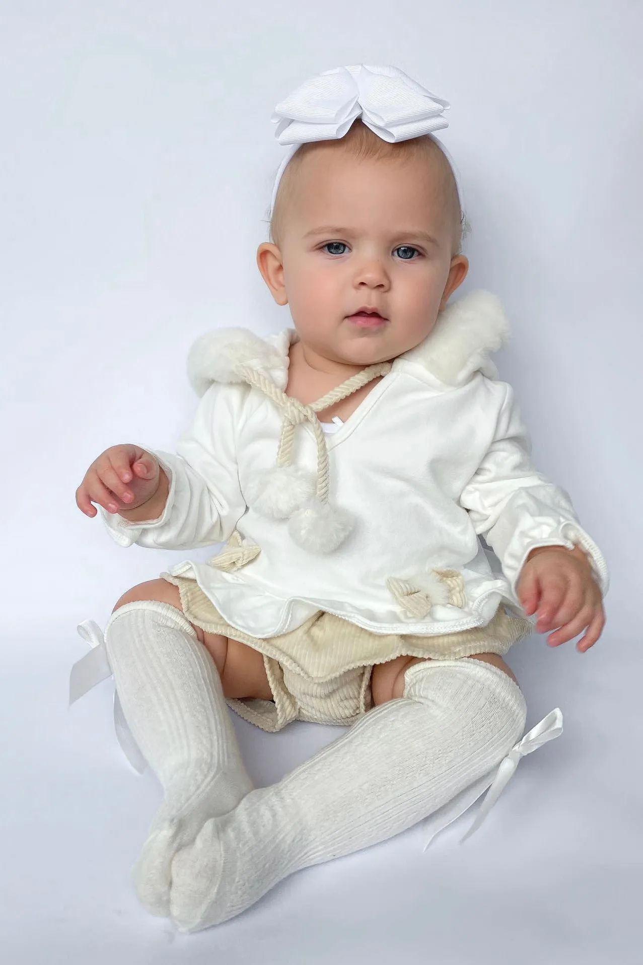"Elinora" Faux Fur Hoodie & Sand Bloomers