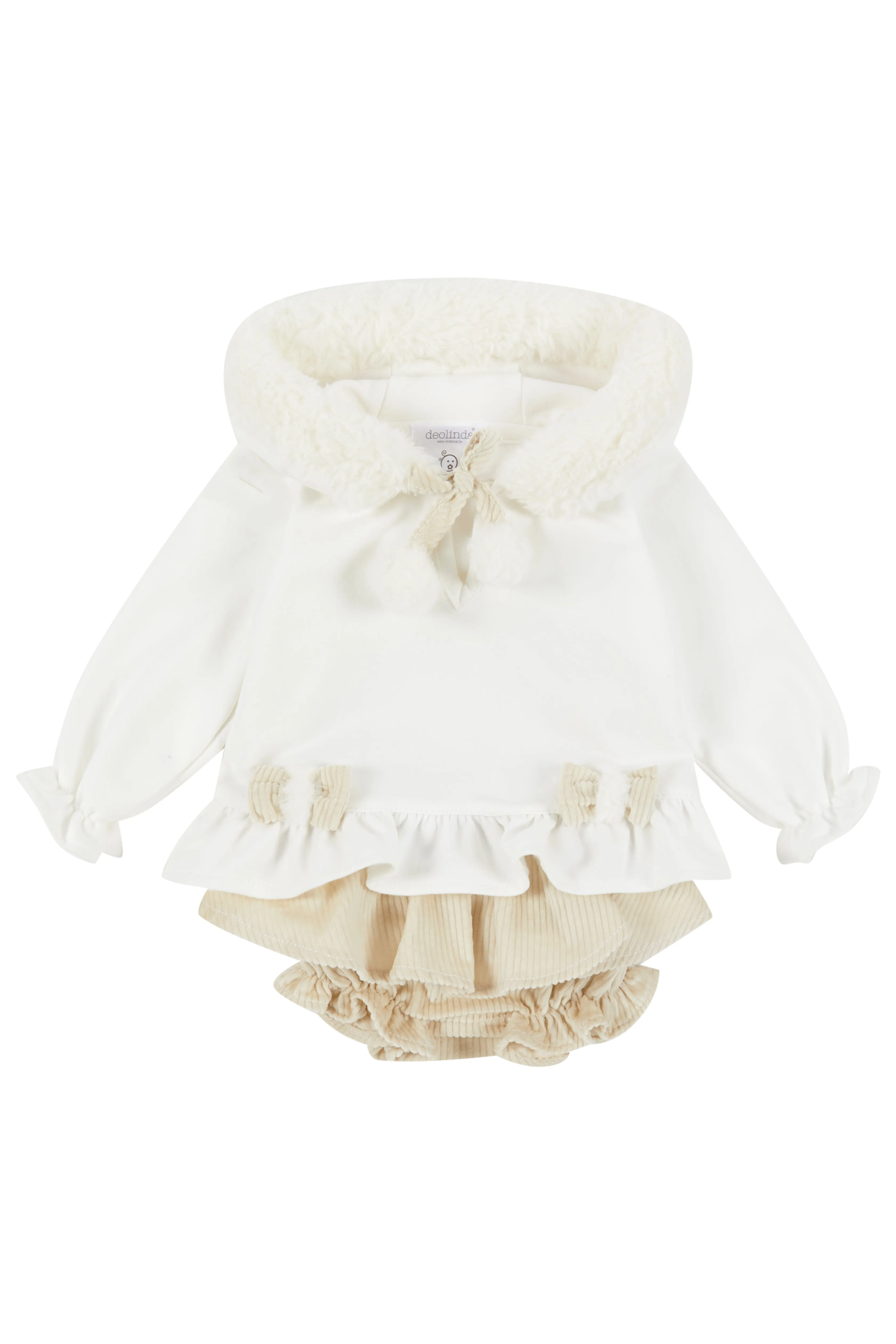 "Elinora" Faux Fur Hoodie & Sand Bloomers