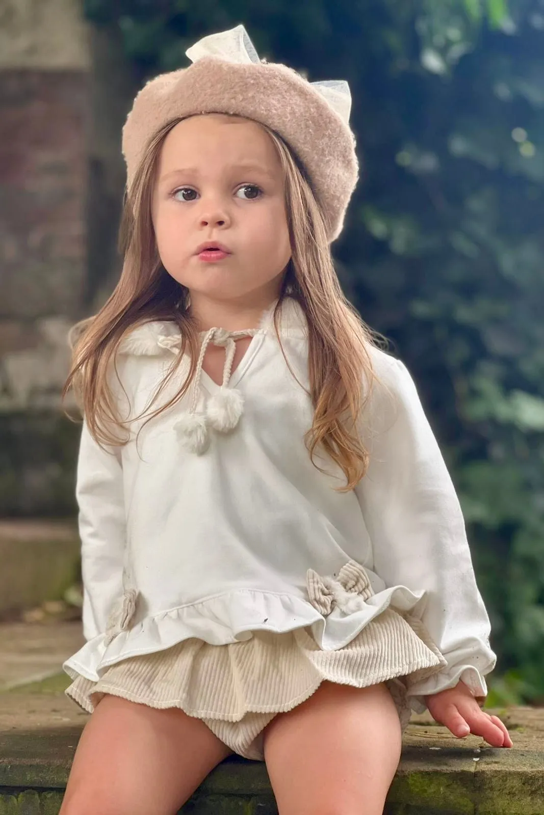 "Elinora" Faux Fur Hoodie & Sand Bloomers