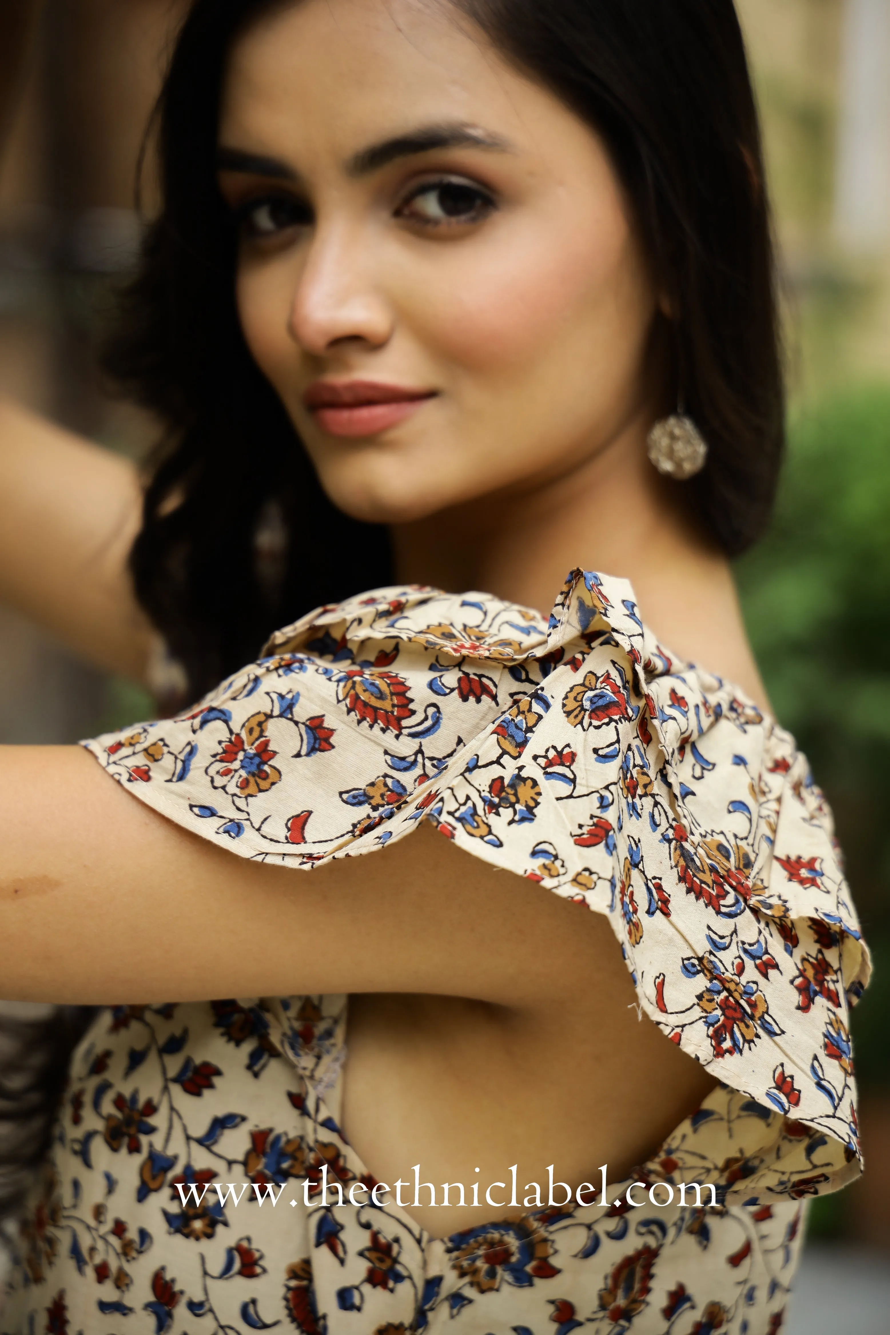 "Erika" Beige Frilled Cotton Dress